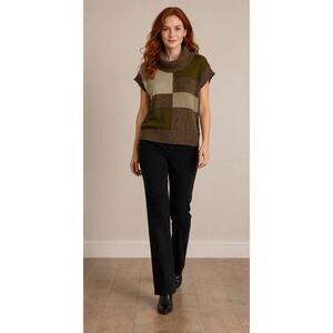 PTP 23.5 Length 28.5 Mr.Vitos Colorblock Green Sweater with large Soft Cowl Neck